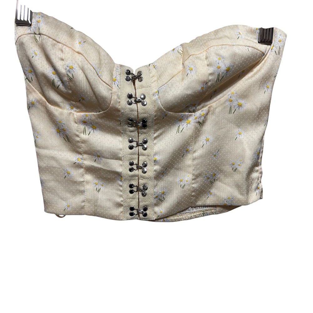 Princess Polly Women Cottage‎ Coquette Corset Top S Yellow Daisy Romantic Fairy